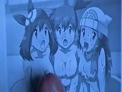 Three Anime Girls Ejaculate On A Pokemon Character In Adult Movie